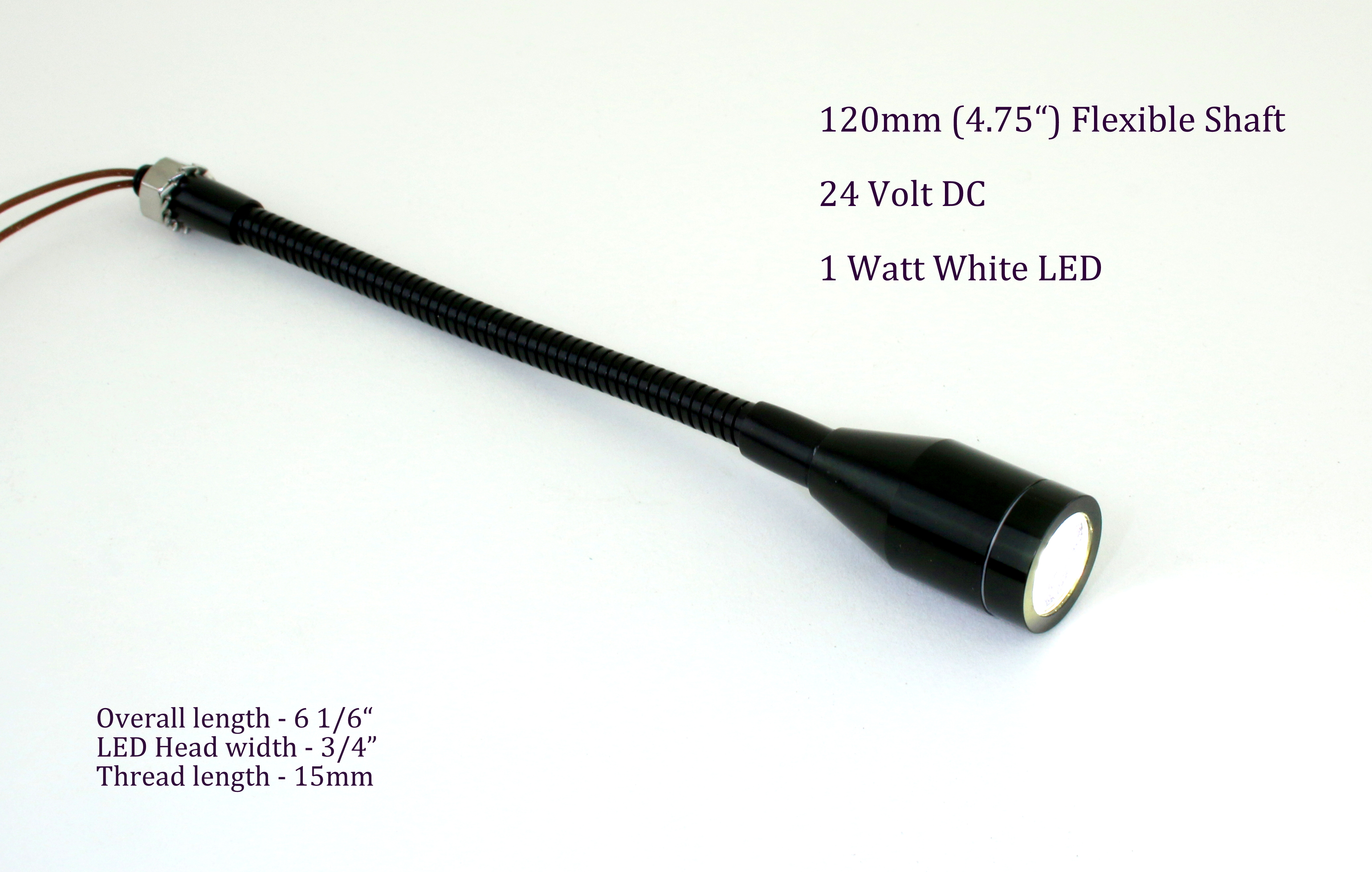 Mini Gooseneck Lamp 155mm 12 Volt DC PilotLights